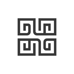 Abstract Geometric Pattern with Interlocking Squares and Lines