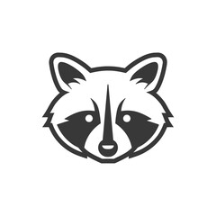 Black and White Illustrated Raccoon Face