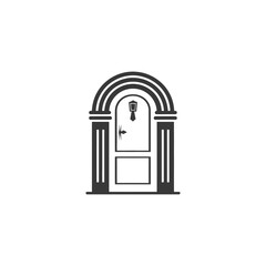 Fototapeta premium Black and White Illustration of a Doorway with an Arch