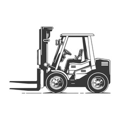 Black and White Illustration of a Forklift