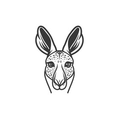 Obraz premium Black and White Illustration of a Kangaroos Face