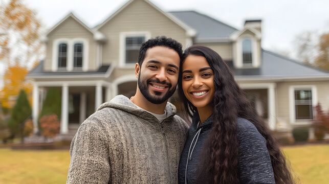 happy biracial diverse couple buying a home