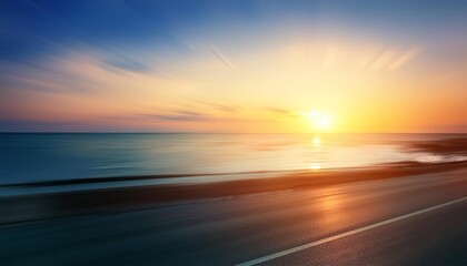 motion blurred background of sunset on the sea