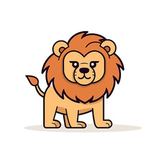 Obraz premium Cartoon illustration of a brown lion with a thick mane.