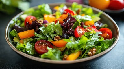 Fresh and Delicious Salad with Tomatoes, Bell Peppers, and Greens