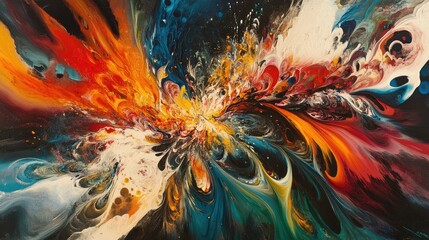 Obraz premium A beautiful explosion of bold colors and organic shapes in a mesmerizing abstract piece