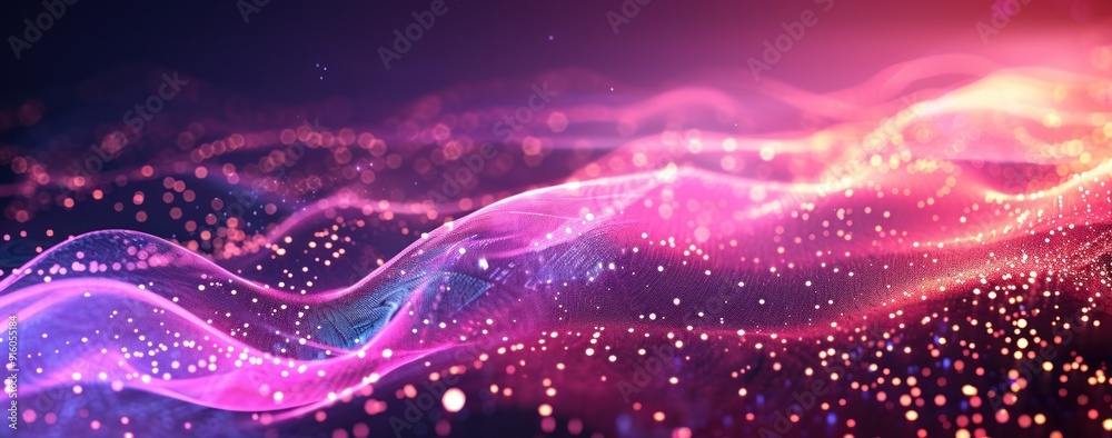 Wall mural Abstract Digital Wave with Glowing Particles