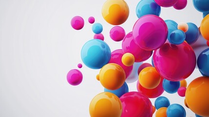 A4 brochure design template featuring vibrant 3D colorful spheres, with a clean white background for a striking look