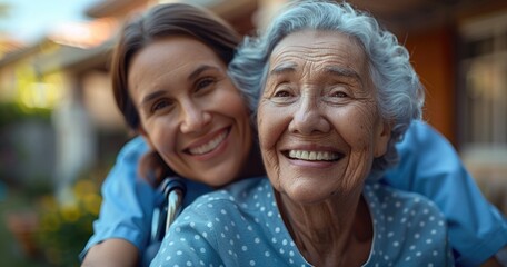 Nurturing assistance: nurse tends to retired senior citizen, essential healthcare, emotional support, practical aid, fostering a dignified, comfortable living environment for the elderly