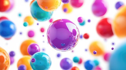 Vivid 3D colorful spheres floating against a white background, ideal for a modern brochure template