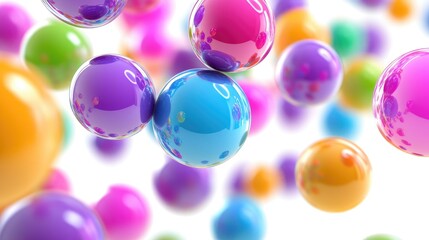Vivid 3D colorful spheres floating against a white background, ideal for a modern brochure template