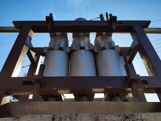 Naklejka premium Model of a sugarcane juice extractor mill.