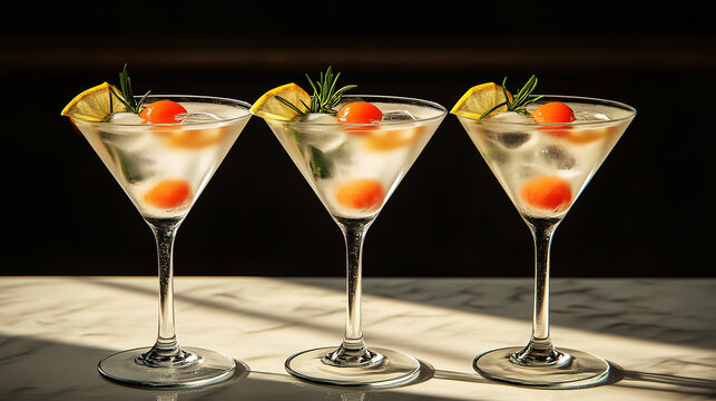 a set of martini cocktails, alcohol and beverage in bar. Design for Wall Art, Poster Print, Wallpaper & Background