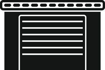 Obraz premium Black silhouette of a closed garage door, providing security and peace of mind