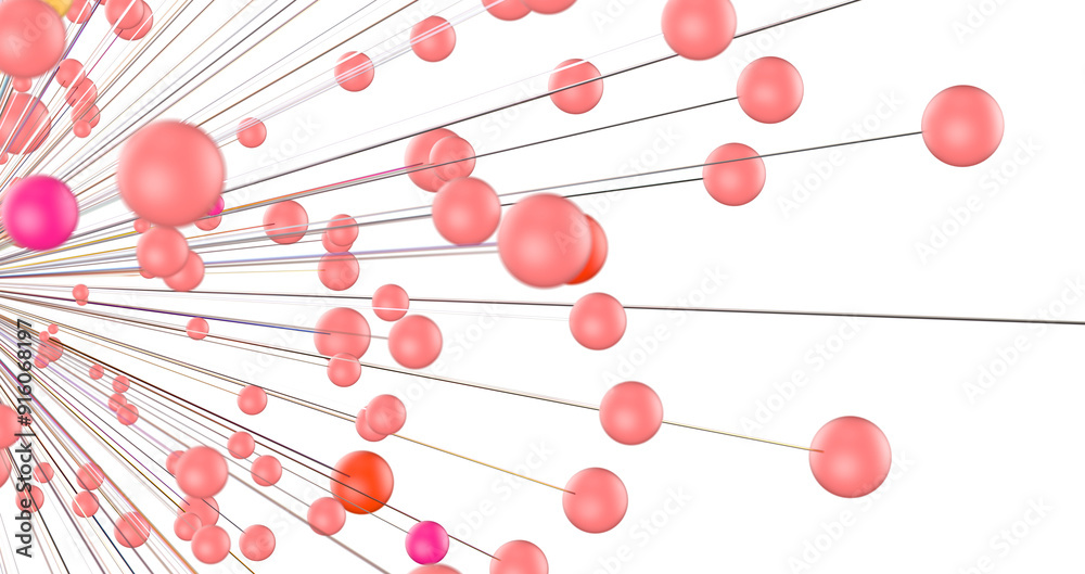 Fototapete Global network. Blockchain. 3D illustration. Neural networks and artificial intelligence. Abstract