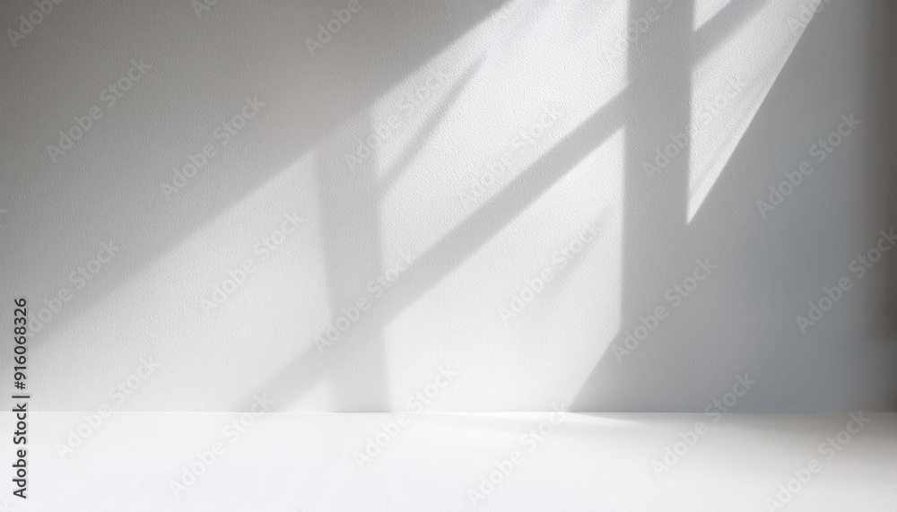 Fototapete wall interior background, studio and backdrops show products.with shadow from window color white and