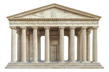 Obraz premium Classic temple structure with columns at sunrise, cut out - stock png.