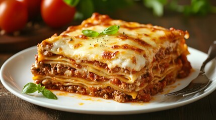 23. A slice of classic lasagna with layers of pasta and cheese