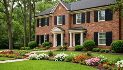 Brick House with a Beautiful Garden.