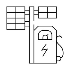 electrical charging station with solar panel line icon vector. electrical charging station with solar panel sign. isolated contour symbol black illustration