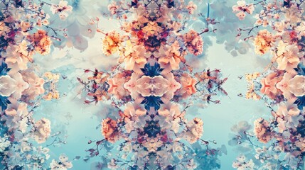 Naklejka premium Soft pastel floral patterns blend harmoniously, evoking springtime tranquility and beauty in nature