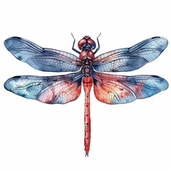 A colorful illustration of a dragonfly showcasing intricate wing patterns and vibrant colors.