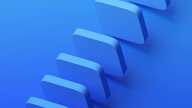 Abstract animation, rotating blue blocks, 4k looping video, 3d render