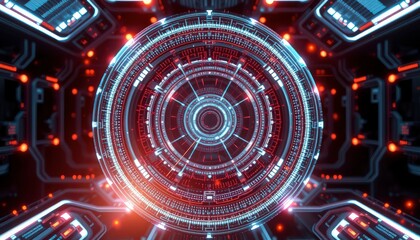 Fototapeta premium Futuristic Interface with Glowing Circular Element.