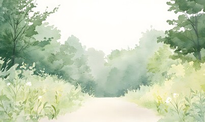 Overgrown forest path leading into a hidden grove, Generative AI