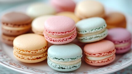 Fototapeta premium Colorful Macarons on a Plate