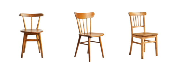 Scandinavian-style wooden chair set on isolated white background