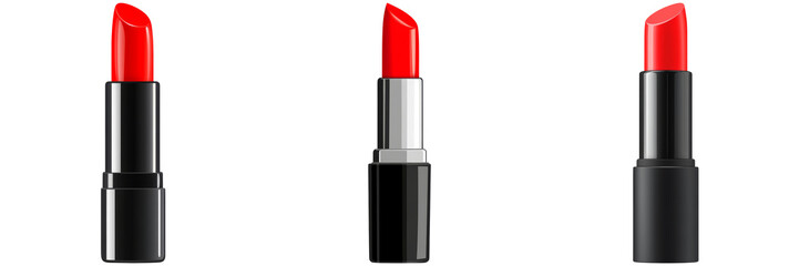 Obraz premium Red lipstick variations isolated on transparent background