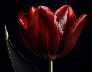 Red Tulip Close-Up Illustration Stunning Nature Inspired Floral Design