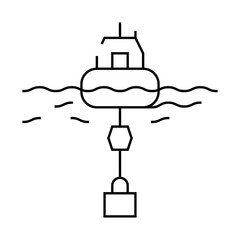 Obraz premium floating generator tidal power plant line icon vector. floating generator tidal power plant sign. isolated contour symbol black illustration