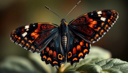 Fototapeta premium Closeup of a butterfly with colorful wings.
