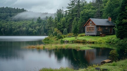 Fototapeta premium Explore the recreational opportunities available near an isolated house. Write about hiking trails, fishing spots, and how proximity to natural attractions encourages 