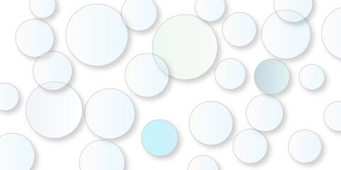 Abstract white geometric overlapping circle background with shadow. White color technology concept background You can use for background poster, brochure, design artwork, template, banner, wallpaper, 