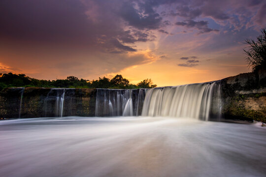 Parigi Waterfall at sunset, Bekasi, West Java, Indonesia