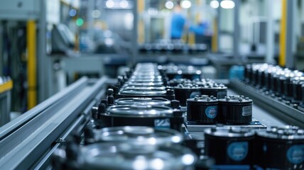 Industrial production line in modern factory setting