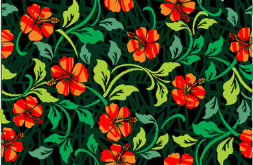 Indonesian batik motifs with very distinctive plant patterns