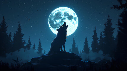 3D werewolf_howling_at_the_moon_halloween
