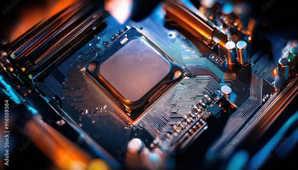 Poster high-definition close-up of computer processor