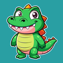 Obraz premium crocodile cartooncartoon, animal, turtle, green, illustration, vector, crocodile, cute, tortoise, reptile, character, smile, dragon, funny, happy, fun, alligator, comic, drawing, mascot, frog, dinosau