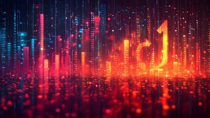 Vibrant Financial Visualizations Pouring Down in Digital Backdrop