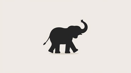 Obraz premium Simple 2D vector art of an elephant lifting its trunk, minimalist style, clean and basic design, uncomplicated and plain, perfect for commercial use