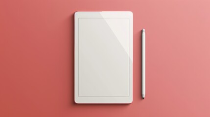 A simple tablet with a stylus, minimalist style, 2D vector illustration, plain and clean design, uncluttered layout