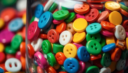 Colorful Buttons in a Jar.