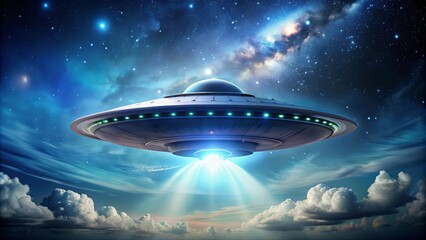Obraz premium UFO alien ship isolated on background, UFO, alien, spaceship, isolated,background, sci-fi, space