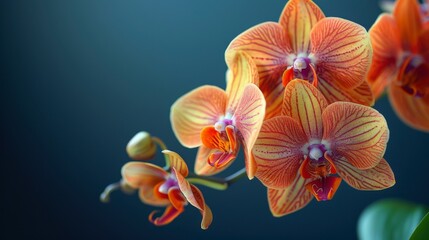 Exotic Orchid Elegance: Close-up of Beautiful Flower with Vibrant Petals on Dark Background