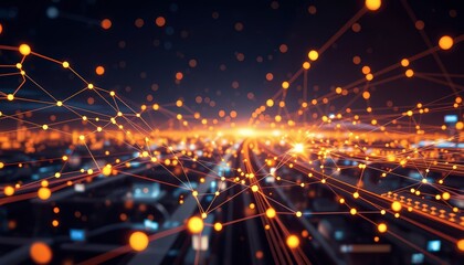 Fototapeta premium Abstract Network Connection with Glowing Dots.
